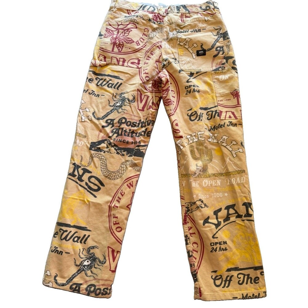Vans Pants Mens 34 Drill Chore Carpenter All Over Print Loose Fit Off The Wall - Picture 6 of 12